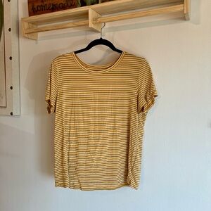 American Eagle Outfitters Yellow Striped Short Sleeve Tee